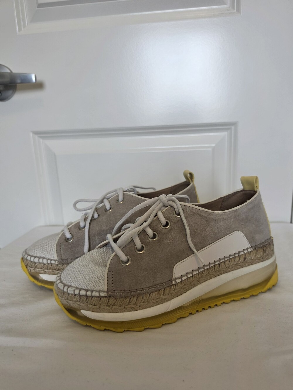 ATELIERS IRIS HANDMADE SUEDE LEATHER ESPADRILLE PLATFORM SNEAKERS — EU 38